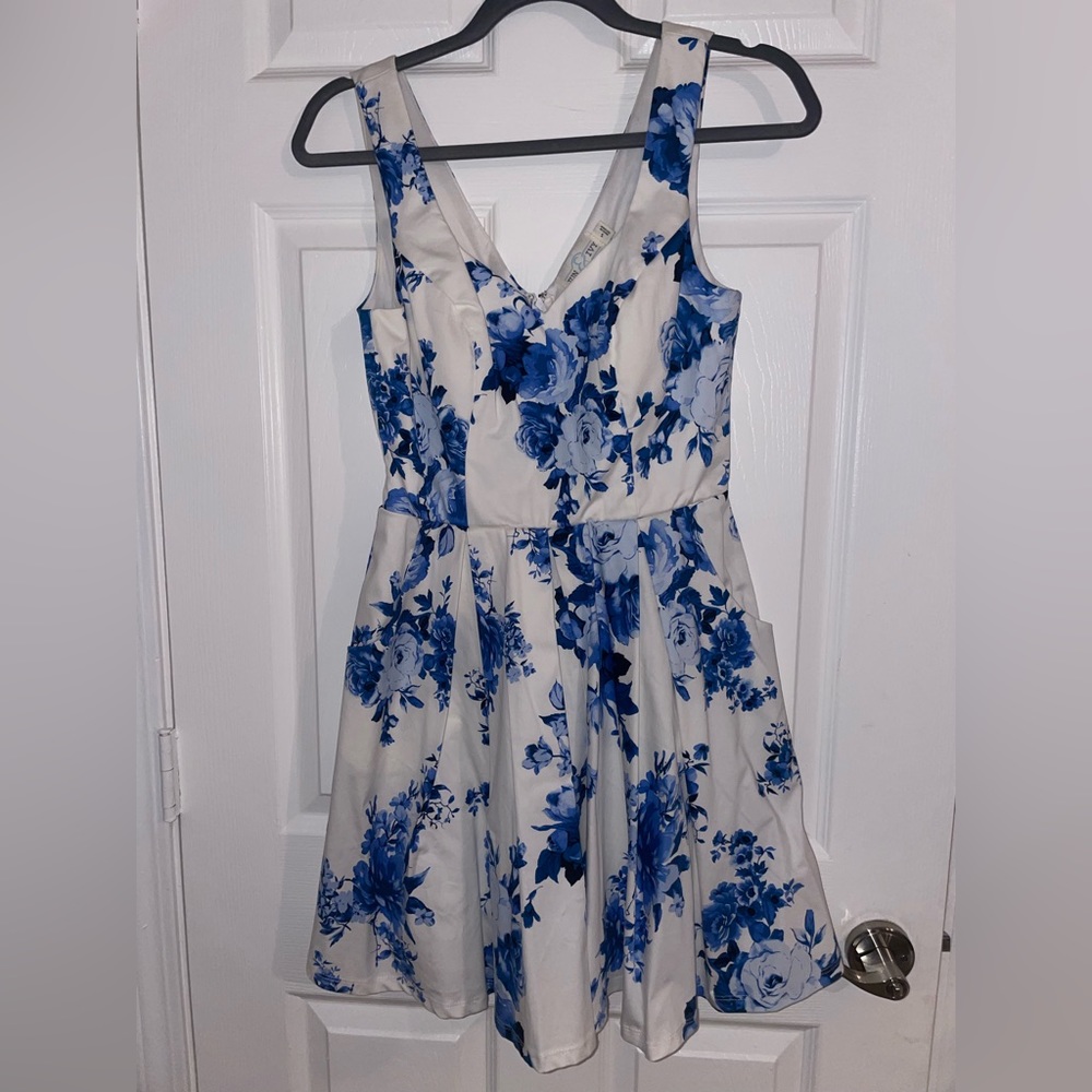 Blue/White Formal Dress WITH POCKETS